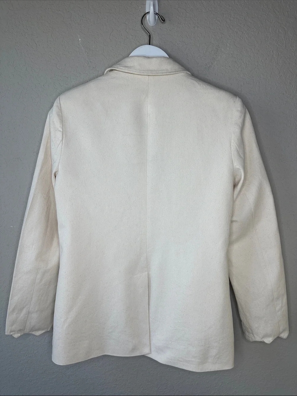 Sam Edelman 100% Cotton Canvas Zander Blazer Size Small Cream Scalloped Edges